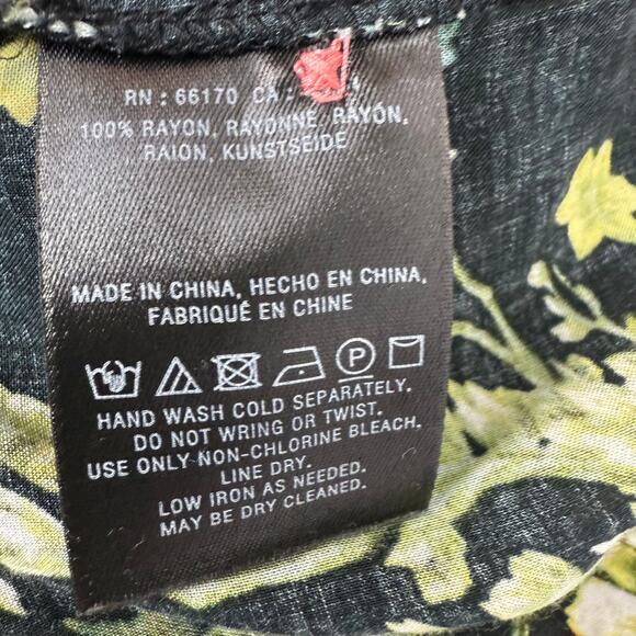 MAEVE By Anthropologie Womens Floral Print Button-Down Black/Yellow Blouse 4 - Picture 10 of 10